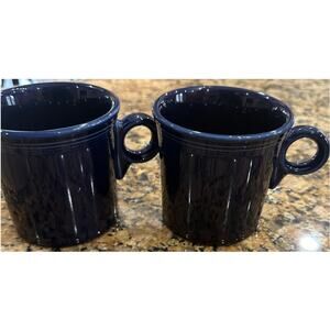 Set of 2 Fiesta Ceramic Mugs – Cobalt Blue with Ring Handles - DISCONTINUED